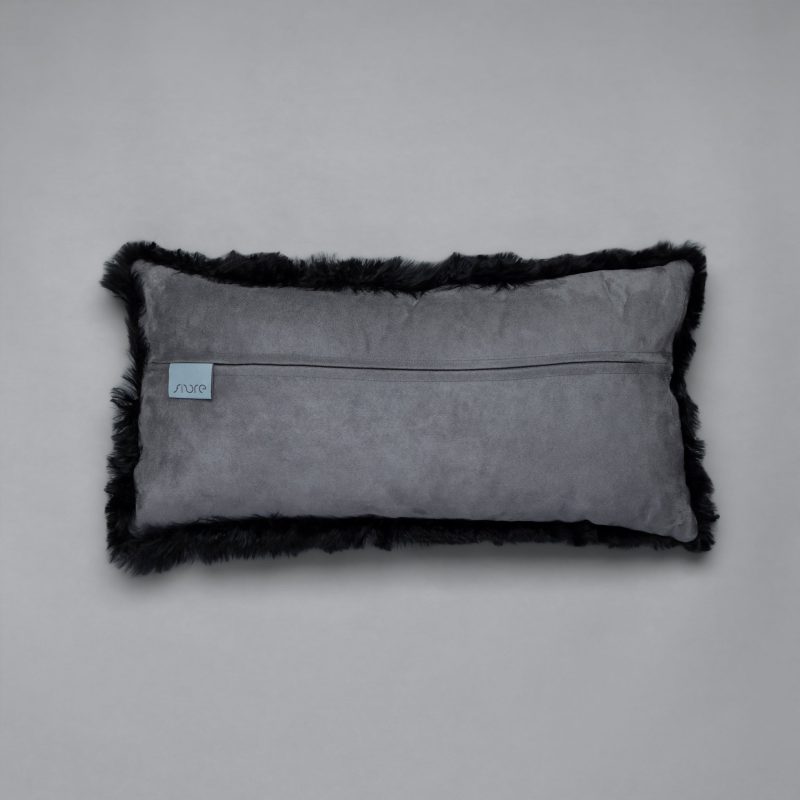 Auskin Alpaca Suri black Lumbar Pillow back