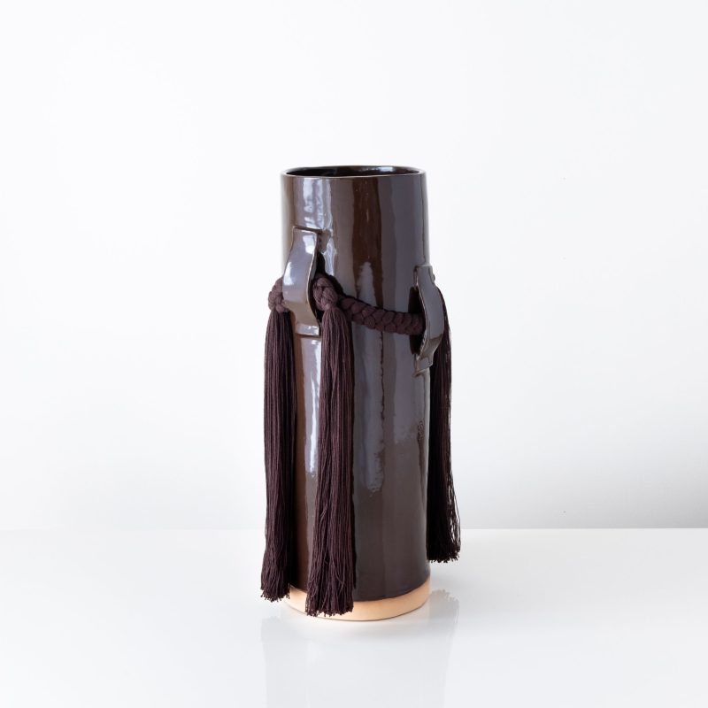 Karen Tinney Tassel Vase Brown 800 2