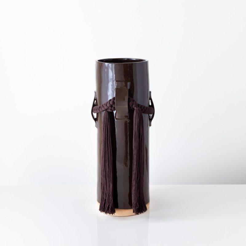 Karen Tinney Tassel Vase Brown 800