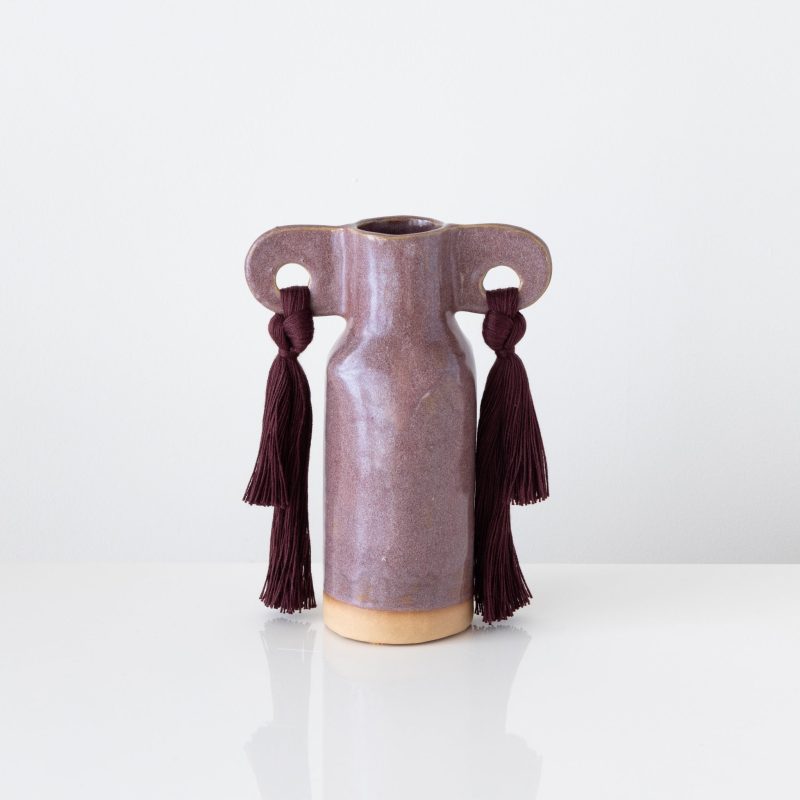 Karen Tinney Tassel Vase Burgundy 606