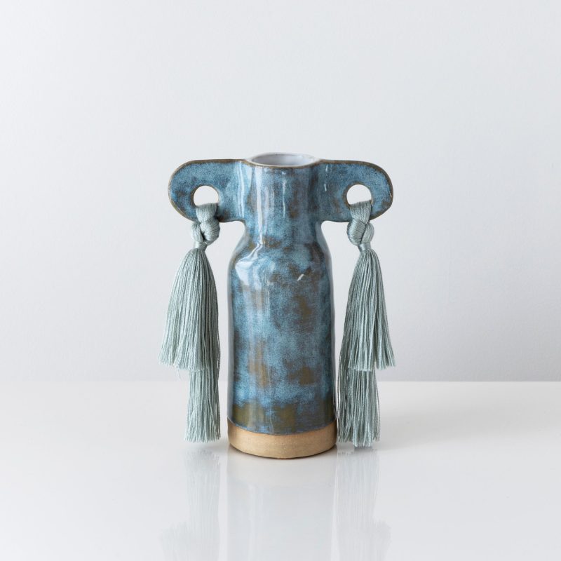 Karen Tinney Tassel Vase Sage 606