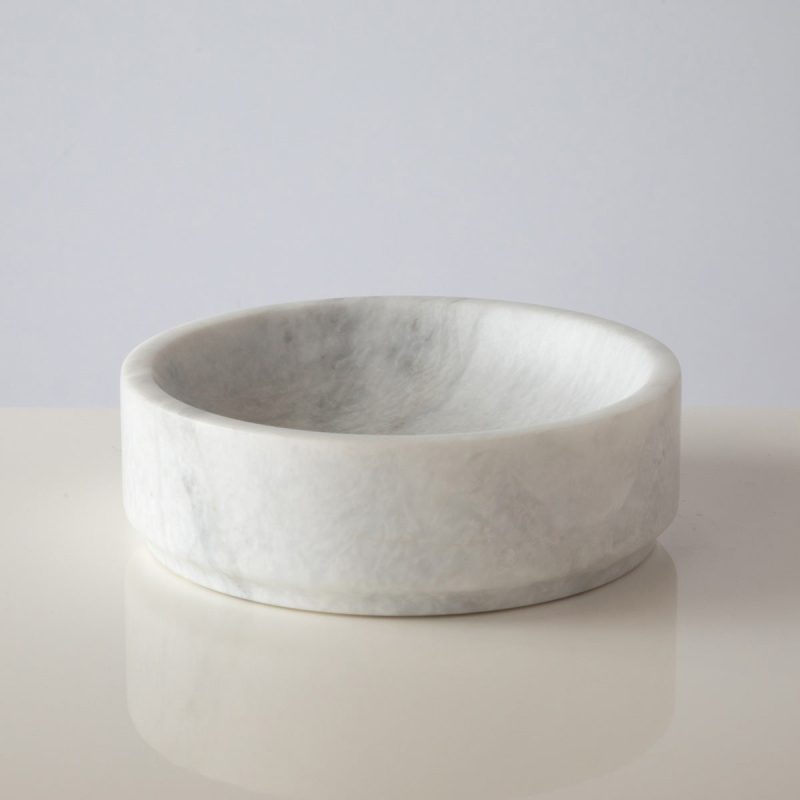 Key Bowl Pearl White Marble Honed