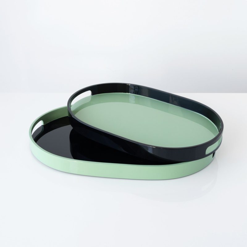 L Indochineur Oval Trays Jade Black