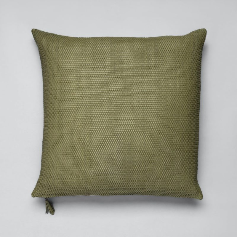 Threads Leather weave Sage Pillow Front