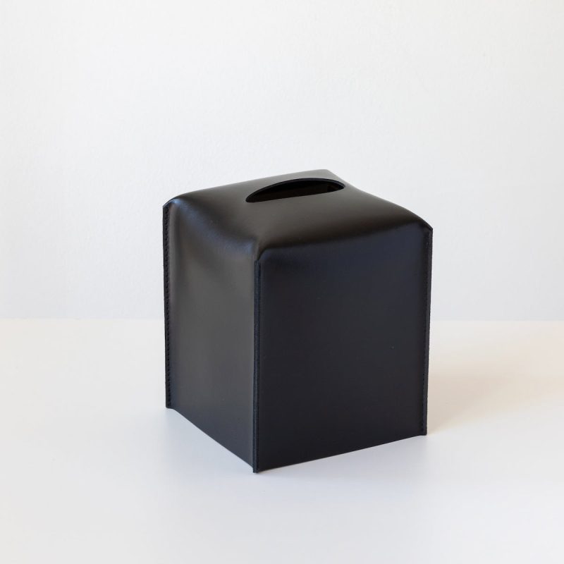 leather tissue box black