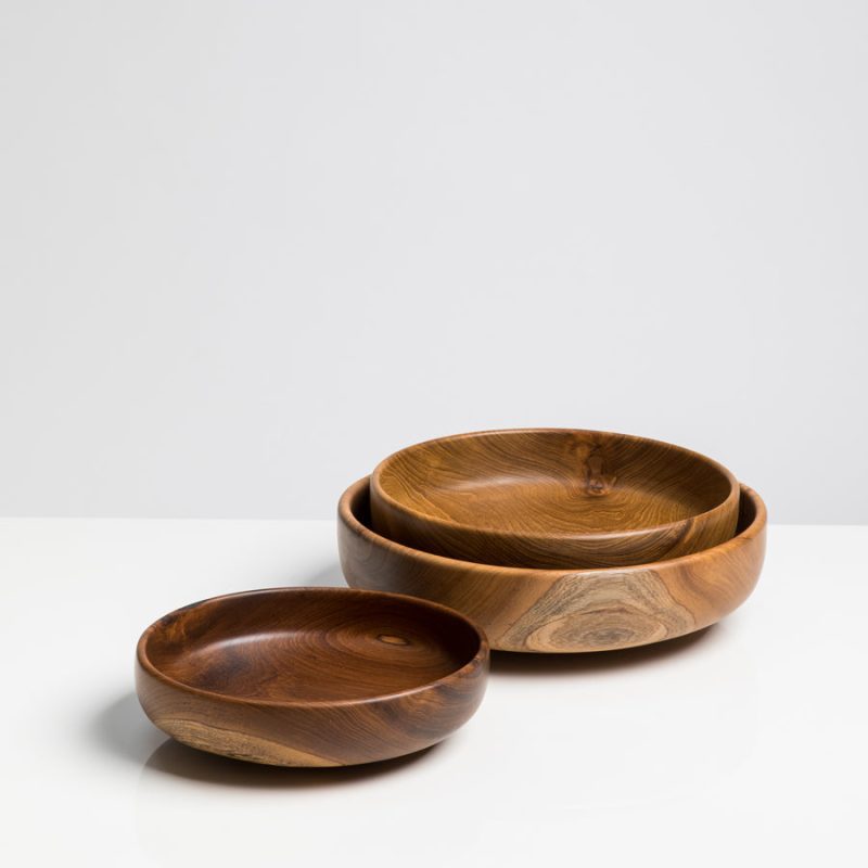 teak shallow wood bowls